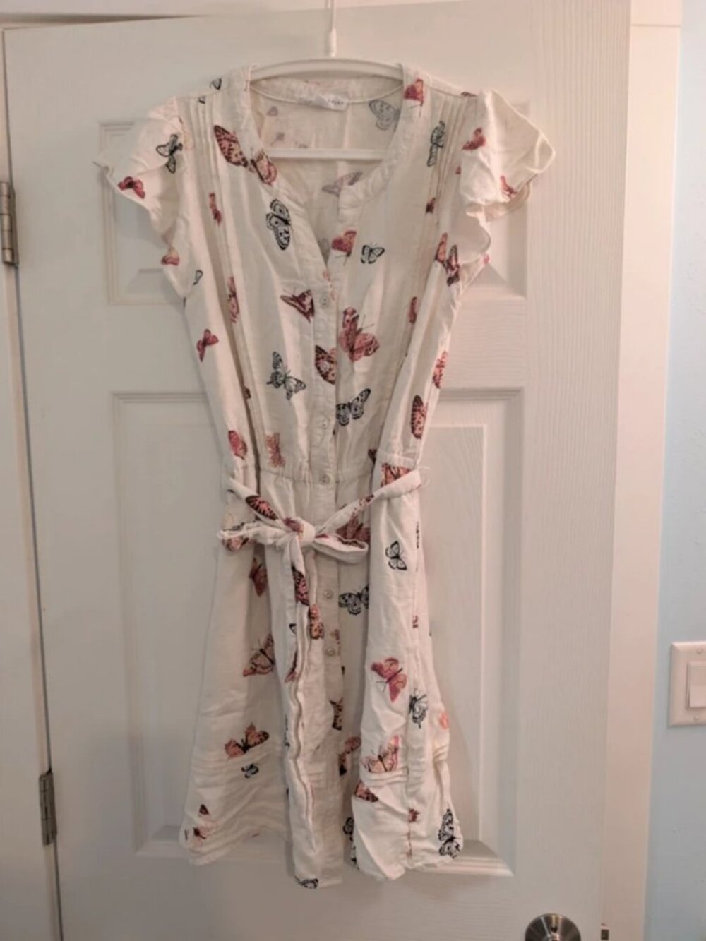Jane + Delancey Butterfly Print Button-Front Dress - Medium